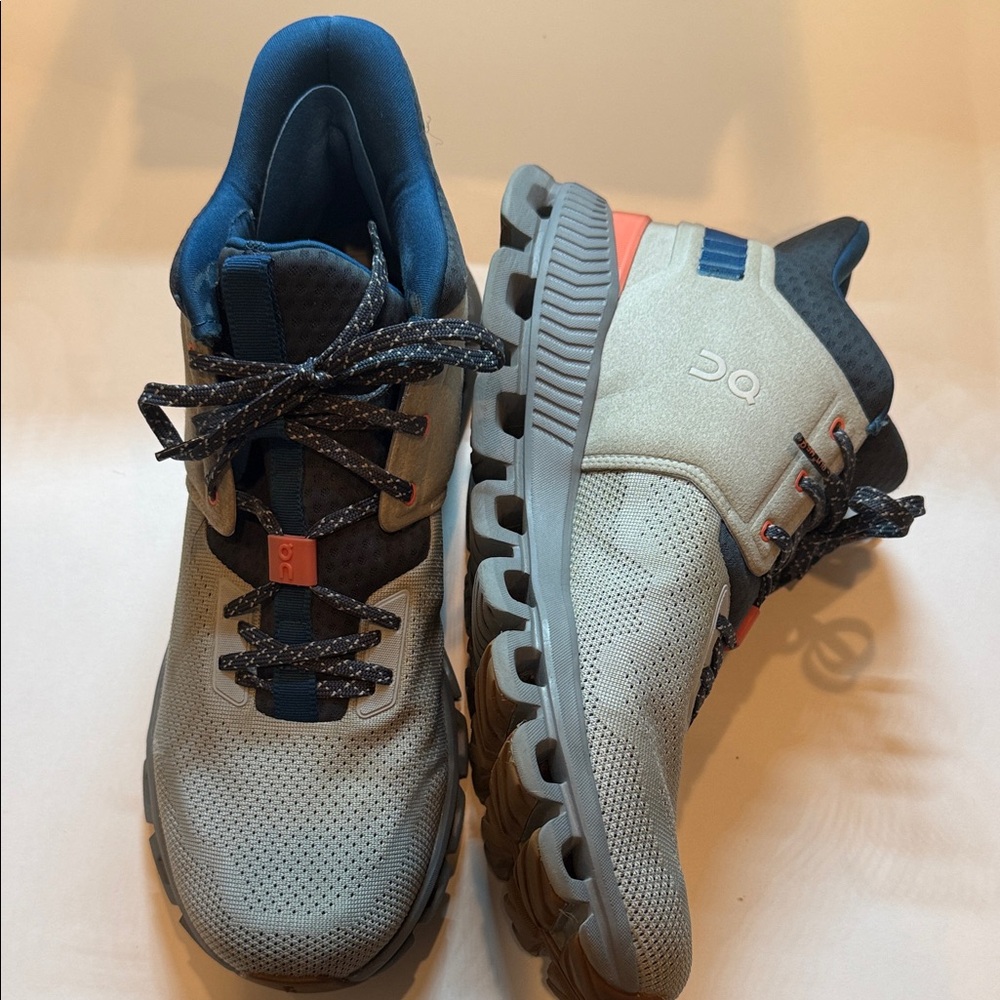 On Cloud Hi Edge Gray and Navy Athletic Shoes - Picture 2 of 5
